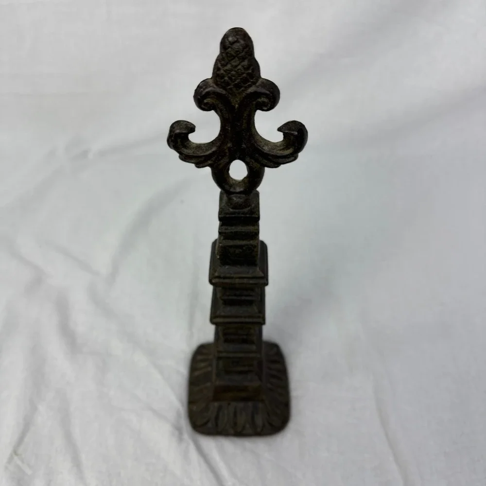 Cast Iron Fleur De Lis‎ Finial Statue Bookend Shelf Decor Accent Piece
